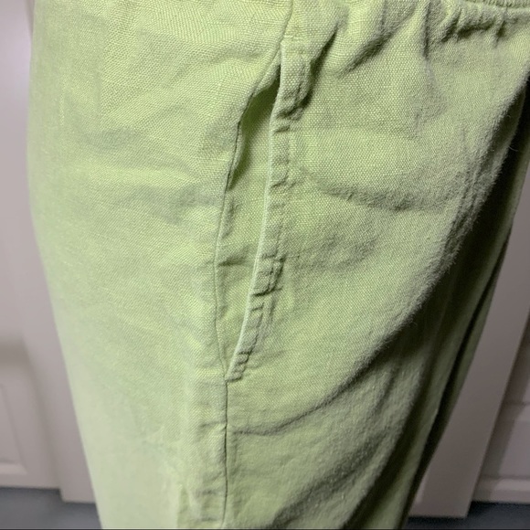 J Jill Light Green 100% linen Wide Crop Pants Side Pocket Size S petite - Picture 10 of 12